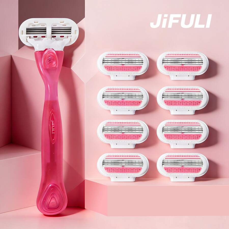 JiFULI Women's Razor, 3-Layer Stainless Steel Blades, Replaceable Manual Hair Removal Shaver, Girls Summer Hair Removal Razor (Holiday Gift)