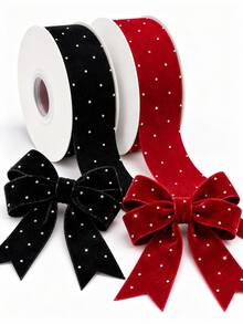 5 Yards Christmas Sequin Plush Ribbon Roll - Red & Black Shiny Diamond Plush Ribbon, Suitable For Holiday Christmas Tree Decoration, Luxury Gift Wrapping, DIY Hair Clip Making, Collar & Necklace Matching, And Handmade Craft Materials For Various Creative Applications - Rhinestone Ribbon - View 7