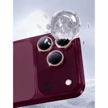 2026新款酒紅色鏡頭保護貼，相容 iPhone 18 Pro Max/18 Pro 相機鏡頭，鑲鑽工藝，時尚手機配件 - 酒紅色 - 查看 7