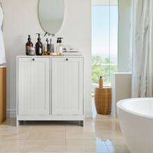 Modern Laundry Cabinet / Practical Laundry Cabinet / With Two Removable Laundry Baskets / Made Of High-Quality MDF / Easy Assembly / Suitable For Laundry Room, Bathroom, And Living Room - White - View 5