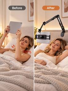 Adjustable Tablet Stand, Arm Mount, Long Arm Desk Clamp Tablet Holder, 360° Rotating Flexible Tablet Stand, Suitable For Bed, Sofa, Office, Foldable Metal Arm Holder, Compatible With IPad Pro Air Mini Tablets, Hands-Free Reading, Gaming, Work Accessory - View 6