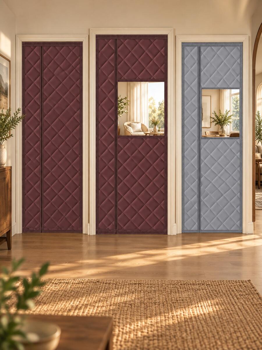 Winter Magnetic Thermal Curtains, Thickened Insulation, Strong Magnets, Side Opening Auto-Closing Windproof Sealing, No Drilling Easy Installation, Grey Double-Sided Installable, Multiple Sizes, Screen Door - A - View 1