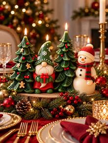 3D Christmas Scene Silicone Candle Making Mold, Integrated Santa Claus, Snowman And Christmas Tree Wax Mold, For Aromatherapy Candles, Plaster And Resin Art - Silicone Candle Mold - View 3