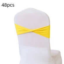 48pcs Cross Elastic Spandex Chair Back Waistbands, Elastic Chair Back Decorative Ribbons, Bowknot Decorative Bags, Reusable Chair Cover Satin Ribbons, Chair Band Decorations For Wedding, Banquet, Birthday Party, Graduation Ceremony, Hotel Event - White - View 29