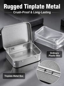 Use, Metal Rectangular Hollow Hinge Can - Silver Mini Portable Box, Small Storage Set, With Lid Home Organization Box, Basic Essentials, Suitable For Storing Push Pins, Jewelry, Crafts, Gifts, Accessories, Matches, Soap (Silver), Sewing Supplies Storage - View 5