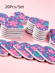 Nail Care Tool Set, Purple Heart-Shaped Floral Pattern Polishing Nail File, Nail Edge File, Frosted Shaping And Polishing Strip, Suitable For Beginners And Nail Salons - Multicolor - View 7