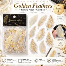 Golden Promise Series Gold Foil Vellum Sticker Pack, INS Style Creative Plant, Floral, Feather Scrapbook Material Stickers, DIY Decorative Stickers - Multicolor - View 5