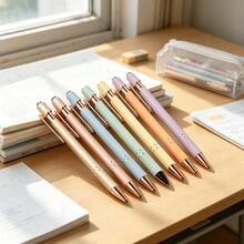 5/12pcs Multicolor Matte Touchscreen Ballpoint Pens, 7 Colors Available, 5pcs Solid Color Or 12pcs Mixed Colors, Sensitive Touch Tip, Smooth Writing - Multi-color - View 2
