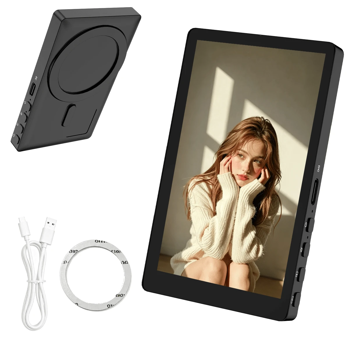 Magnetic Phone Vlog Selfie Monitor HD Screen Display, Compatible With IOS & Android Phone With Remote Control, Wireless Back Camera Monitor For Live Streaming, Content Creation, Selfies, Live Streaming, Video Recording Tools,Valentines Day Gifts - View 1