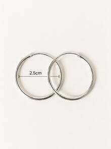 SYMFNY 1 Pair S925 Sterling Silver Hollow Tubular Earrings, Large And Small Circle Design, Unique Luxury Style - Earrings - View 5