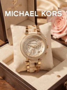 Michael Kors Women's Quartz Chronograph Watch, Gold Case, Rhinestone Bezel, Marble Pattern Strap, Anniversary Gift, Unique Fashion Accessory, Gift For Wife - one-size - View 6
