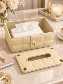 Minimalist Cream Style Tissue Box, Living Room Coffee Table Tissue Holder, Large Opening Moisture-Proof Desktop Multifunctional Tissue Storage Box, Nordic Luxury High-End Home Decor Ornament, Women's Aesthetic Taste Home Essential Highly Attractive Item - View 6