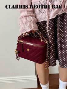 Women's Zippered Bag, One Size - Burgundy - View 9