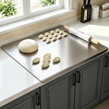 1 Piece Luxury 304 Stainless Steel Cutting Board - Mildew Resistant, Butcher Block Rolling Surface - Essential Kitchen Gadget For Home Chefs And Cooking Enthusiasts, Stainless Steel Cutting Board, Meat Cutting Board, Cheese Charcuterie Board. - Silver - View 5