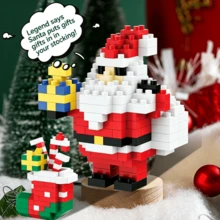 1pc Christmas Limited Building Blocks Set, Mini DIY Assembly Bricks, Xmas Themed Decorative Building Kit, Ideal Holiday Collectible Gift For Party Favors & Desktop Ornament - Multicolor - View 3