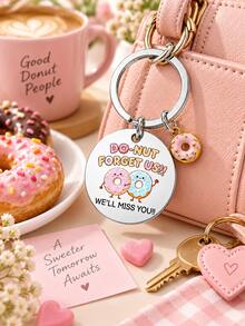 Cute Donut "Do-Nut Forget Us" Stainless Steel Keychain, Bag Charm For Backpack Purse, Going Away Farewell Gift For Colleague Friends, Christmas Gift - Multicolor - View 3