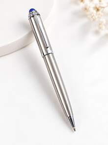 1pc Silver Executive Ballpoint Pen, Geometric Metal Writing Pen With Clip, Smooth Ink Office Pen, Suitable For Business, School, Journaling, Signing And Daily Writing - Multicolor - View 8