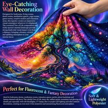 This 2D Flat Decorative Tapestry Features A Vibrant Universe Starry Sky Oil Painting Pattern With A Giant Tree, Which Glows Under Fluorescent Light, Perfect For Wall Decoration, Bedroom Backdrop Or Party Decor. - Multicolor - View 11