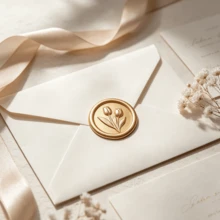 20入/包 3D 浮雕鬱金香蠟封貼紙，婚禮邀請函信封封印，自黏珍珠白貼紙，適用於邀請函、禮品包裝、聖誕節 - 棕色 - 鬱金香-棕色 - 查看 6