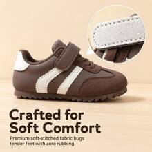 Kids' Retro Training Shoes, Hook-And-Loop Colorblock Casual Sneakers, Unisex Versatile Daily Slip-On Shoes - Brown - View 5