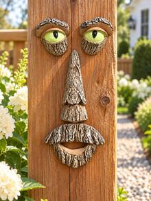 1pc Tree Face Decor, Funny Tree Trunk Face Art With Interesting Eyes, Nose And Mouth Details, Fantasy Outdoor Garden Decoration, Suitable For Tree Stumps, Yards, Patios, Porches And Halloween Party Decor - New - View 4