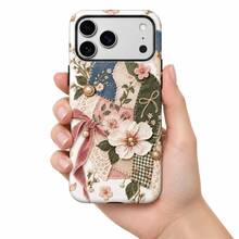 Casing Ponsel Bertekstur Pola Usang, Film Fashion & Pelindung Tebal Mengkilap Transparan 2-in-1, Kompatibel dengan iPhone 12 13 14 15 16 17 18-FL-2LH - Berwarna merah muda - View 3
