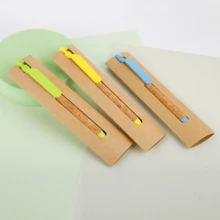 Wheat Straw Neutral Pen Paper Tube Soft Cork Ballpoint Pen Office Gift Black Ink, Multi-Color Barrel - Smooth Writing, Comfortable Grip, Suitable For Office, School And Home - Multicolor - View 3