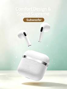 True Wireless Bluetooth Earbuds, Built-In Microphone For Clear Calls, Long Battery Life, Sweat-Proof Design, Comfortable Fit, Compatible With IOS And Android Devices, Suitable For Fitness, Running And Daily Use - White - View 4