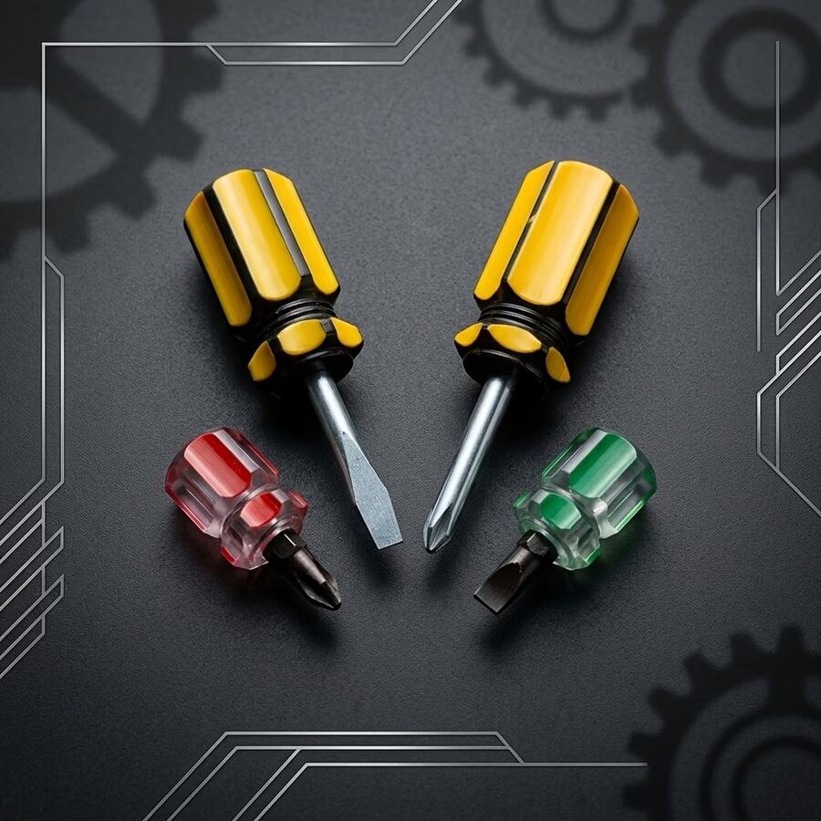 4pcs Magnetic Screwdriver Set, Includes And Flat Head Bits, Short (Thick Short Type) And Standard Length, Non-Slip Handle, Durable Steel, Suitable For Home Repair, DIY, Furniture Assembly And Electronic Device Maintenance - Multi-color - View 1