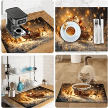 1pc Dish Drying Mat, Coffee Machine Mat, Christmas Reindeer Sleigh Pattern Dish Drying Mat, Kitchen Mat To Protect Tabletop, Suitable For Daily Drying, Christmas Party And Other Occasions, Dining Table Mat, Multi-Purpose Drying Mat, Home Gift, Tabletop Decor - XYLSD-1151 - View 11