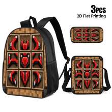 3pcs Backpack Set With 2D Flat Print Block Style Red Spider Graphic, 3-In-1 Bag Set For Commuting Travel And Daily Outdoor Activities - Backpack Set - View 6