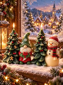 3D Christmas Scene Silicone Candle Making Mold, Integrated Santa Claus, Snowman And Christmas Tree Wax Mold, For Aromatherapy Candles, Plaster And Resin Art - Silicone Candle Mold - View 2