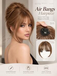 Clip-In Air Bangs Hairpiece For Women, Wispy Fringe With Long Face-Framing Side Strands, Natural-Looking Hair Topper With Secure Clip, Multiple Color Options, Hair Accessory For Daily Wear, Parties, Weddings, Halloween And Christmas - Multicolor - View 2