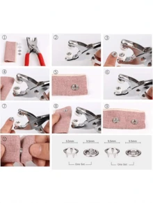 Bộ nút bấm 5 móng 202/102/1 cái, nút đinh tán kim loại chịu lực kèm dụng cụ ép tay, dễ lắp đặt, bền bỉ, phụ kiện sửa chữa quần áo DIY cho áo khoác, túi, da, giày và đồ thủ công handmade - Nhiều kiểu dáng - Xem 3