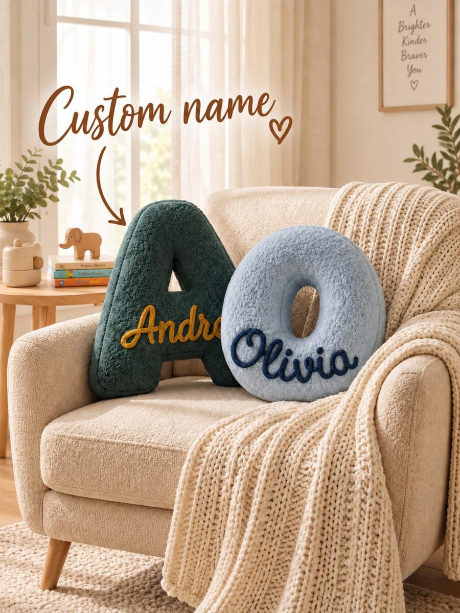 Personalized Letter Decorative Pillow, Customized Name Cushion, Initial Plush Pillow, Soft Letter Sofa Bedroom Throw Pillow, Personalized Home Decor Gift