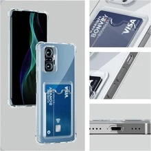 1pc Transparent Card Holder Phone Case, Compatible With Redmi Integrated Card Slot Protective Shell, High Definition Transparent Card Slot Phone Case, Rear Card Pocket Case, TPU Transparent Anti-Drop Card Holder Case, Transparent Wallet Phone Case, Soft TPU Frame, Shock Absorption And Cushioning, Reduces Corner Bumps And Damage, Easy To Install And Remove Without Damaging The Phone. Rear Card Pocket Case - Clear - View 2