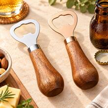 1pc/2pcs Stainless Steel Bottle Opener With Wooden Handle, Gold/Silver Manual Beer Cap Remover, Handheld Bar Tool For Beer, Soda, Kitchen, Home Bar, BBQ, Party And Gift - View 11