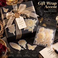 Golden Promise Series Gold Foil Vellum Sticker Pack, INS Style Creative Plant, Floral, Feather Scrapbook Material Stickers, DIY Decorative Stickers - Multicolor - View 8