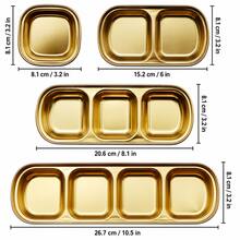 1pc Golden Multi-Grid Staiess Steel Sauce Dish, Srving Plate, Slt Vinegar Sugr Condiment Dipping Bowl - Gold - View 4