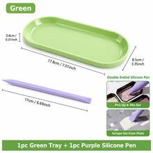 2pcs Nail Art Tool Storage Set, Oval Nail Art Storage Tray + Dual-Head Silicone Brush, Portable Lightweight Nail Artist Desktop Storage Box, Suitable For Gel Mixing, Nail Brushes, Nail Files, Tweezers, Nail Salon And Home Use - Multicolor - View 8