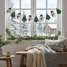 Christmas Banner With Snowman And Christmas Tree Patterns, Festive Hanging Garland For Xmas Party Indoor Scene Decoration,Holiday Atmosphere Props,Party Props, Party Favors,Christmas Decorations,Birthday Decor,Felt,2D - A - View 5