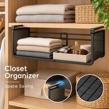 Expandable Under Cabinet Storage Rack, Iron Hanging Basket For Pantry, Wardrobe And Laundry Room - View 7
