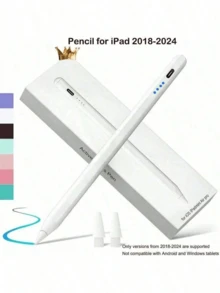 1pc Compatible With Apple 2018-2024 Capacitive Stylus Pen, 120mAh Lithium-Ion Battery Fast Charging, Palm Rejection, Tilt Sensitivity, Compatible With Apple Pen, Compatible With IPad 10th/9th/8th/7th/6th Gen, Pro 11/12.9/13 Inch M4, Air 3/4/5/M2, Mini 5/6 [No Magnetic Charging Function] Battery Capacity 90mAh - Multicolor - View 2