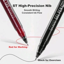 Languo 12/6/3pcs Black/Red Ink Gel Pens, Ballpoint Pens, ST High Precision Tip (0.5mm), Handwriting Gel Pens, Perfect For Vibrant Colorful Writing And Sketching, Smooth Writing, For Drawing, Highlighting, Note-Taking, Manual Making, Office Use - Multicolor - View 3