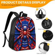 3pcs Backpack Set With 2D Flat Print Pixel Spider Pattern, Includes Daypack Pencil Case Crossbody Bag For Daily Travel Outdoor Use - Backpack Set - View 6