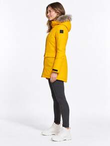 Áo khoác parka có mũ adidas giữ ấm chống lạnh dáng dài vừa, mùa đông, nữ, màu cam - Màu vàng - Xem 8