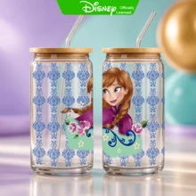 Disney Frozen Glass Tumbler With Bamboo Lid & Straw, Elsa & Olaf Iced Coffee Cup Holiday Gift, 1pc - Frozen - View 15