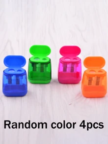 1/2/4/8pcs Manual Pencil Sharpener, Dual-Hole Compact Handheld Design, Suitable For Children, Students, Classroom And Home Office (Random Color) Back To School Season - Multicolor - View 8