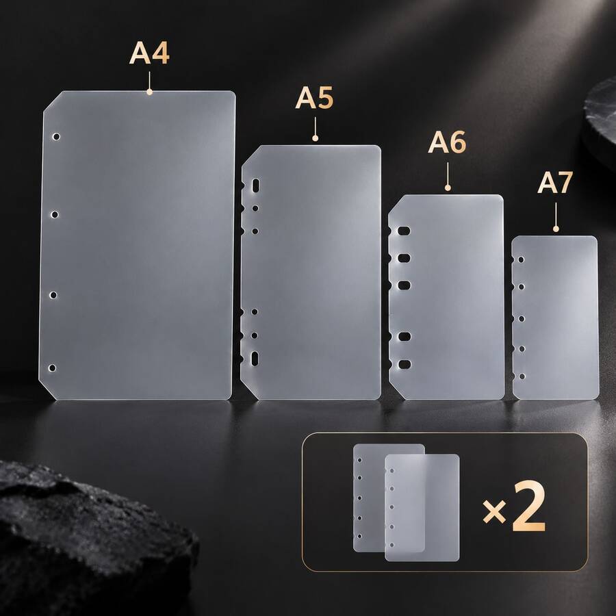 2pcs A5/A6/A7/A4 PP Frosted Plastic Partition Board, DIY Loose Leaf Notebook Inner Page, Protection Board - Multicolor - View 1