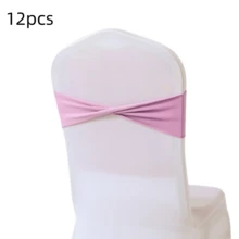 48pcs Cross Elastic Spandex Chair Back Waistbands, Elastic Chair Back Decorative Ribbons, Bowknot Decorative Bags, Reusable Chair Cover Satin Ribbons, Chair Band Decorations For Wedding, Banquet, Birthday Party, Graduation Ceremony, Hotel Event - White - View 32
